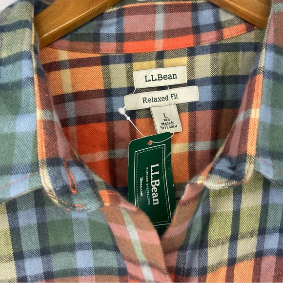 L.L.Bean Scotch Plaid Flannel Shirt Washed Buchanan Relaxed Fit Large NWT - Picture 4 of 7